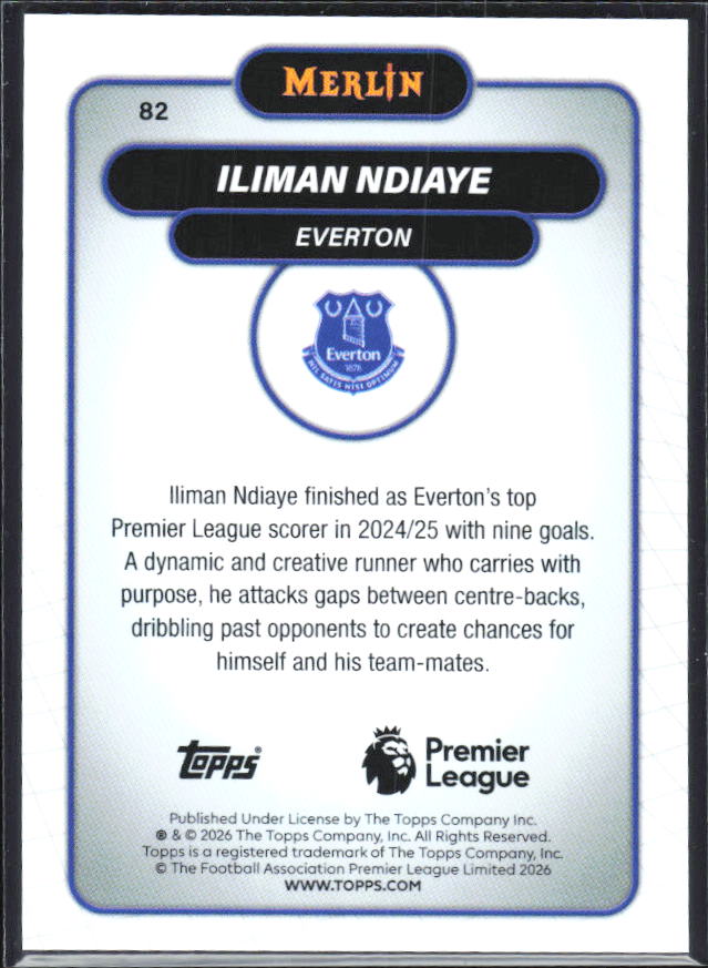 Iliman Ndiaye 2026 Merlin Premier League #82 – baksida