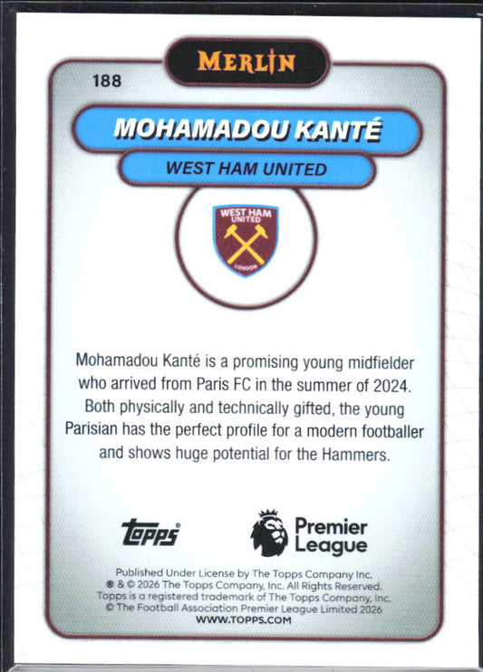 Mohamadou Kanté 2026 Merlin Premier League RC #188 – baksida