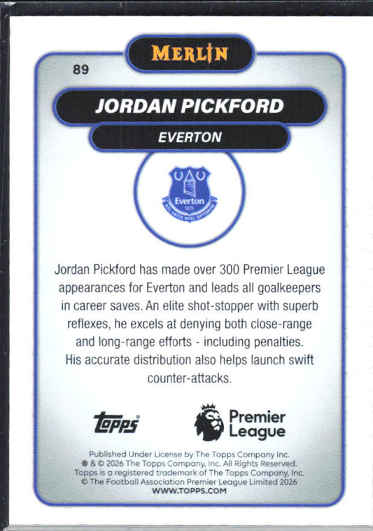 Jordan Pickford 2026 Merlin Premier League #89 – baksida