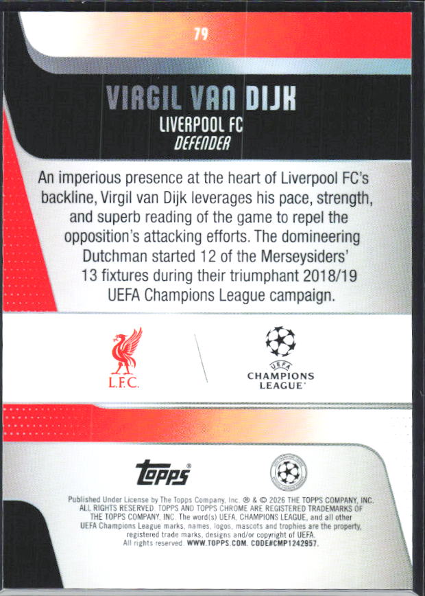 Virgil van Dijk 2025-26 Chrome UEFA #79 – baksida