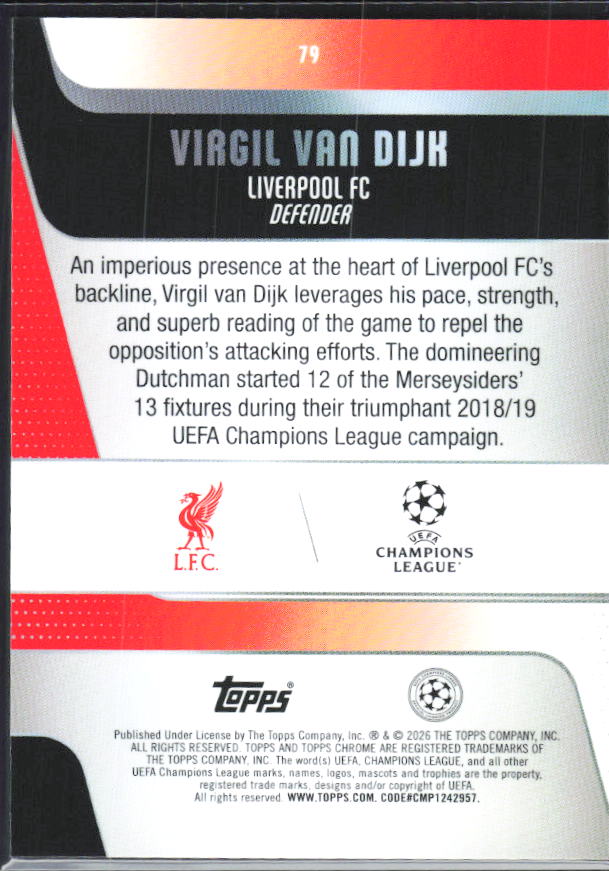 Virgil van Dijk 2025-26 Chrome UEFA #79 – baksida
