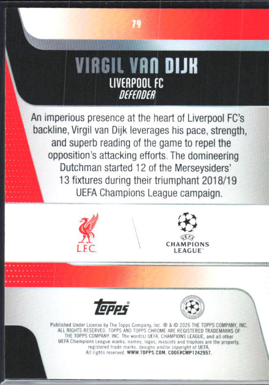 Virgil van Dijk 2025-26 Chrome UEFA #79 – baksida