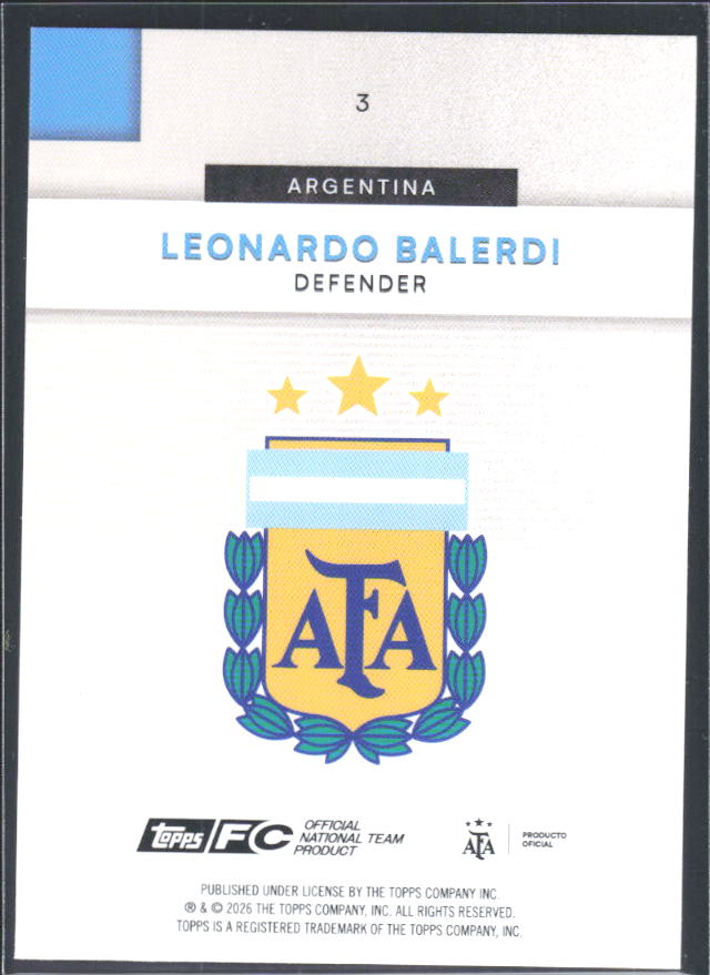 Leonardo Balerdi 2026 Argentina Team Set #3 – baksida