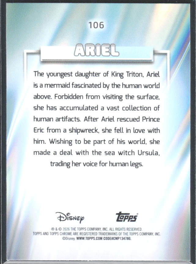 Ariel 2026 Chrome Disney #106 – baksida