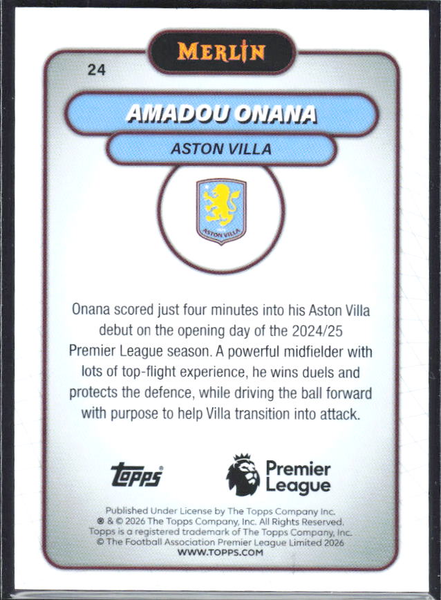 Amadou Onana 2026 Merlin Premier League #24 – baksida