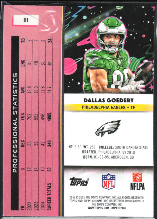 Dallas Goedert 2025 Cosmic Chrome #81 – baksida
