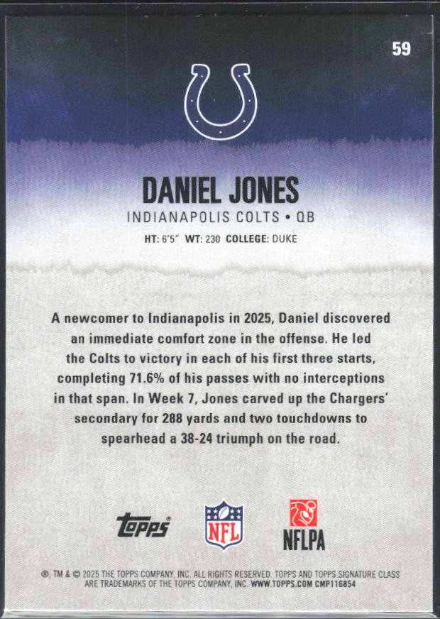 Daniel Jones 2025 Signature Class #59 – baksida