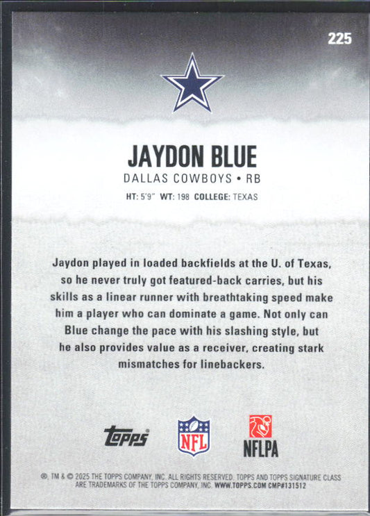 Jaydon Blue 2025 Signature Class RC #225 – baksida