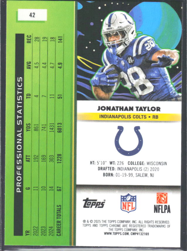 Jonathan Taylor 2025 Cosmic Chrome #42 – baksida