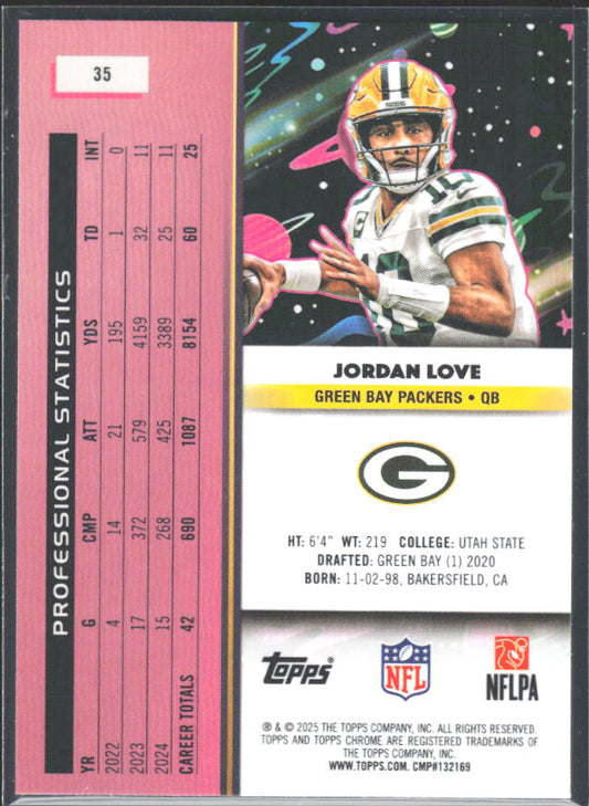 Jordan Love 2025 Cosmic Chrome #35 – baksida