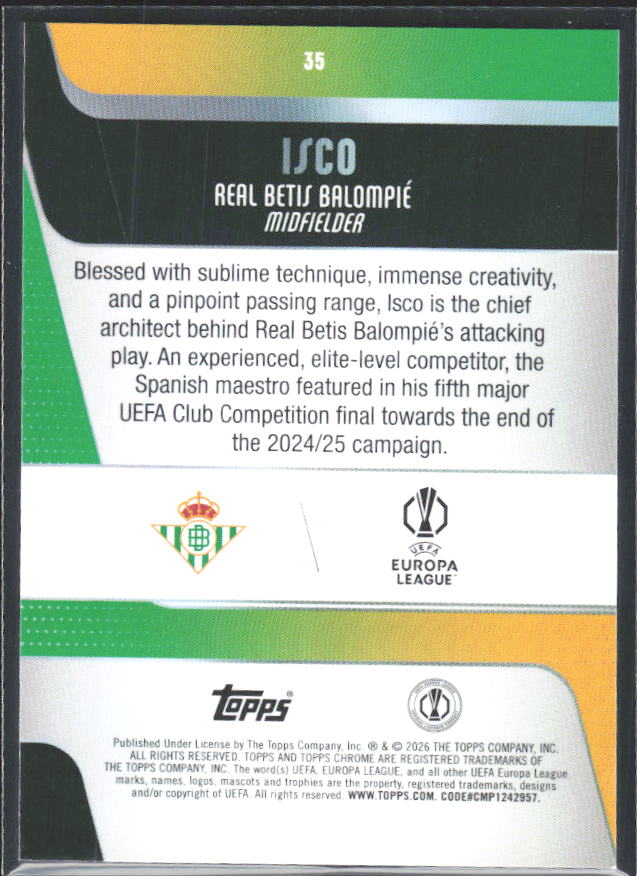 Isco 2025-26 Chrome UEFA #35 – baksida