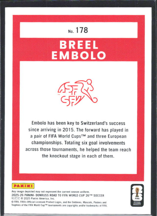 Breel Embolo 2025-26 Donruss Road to FIFA WC #178 – baksida
