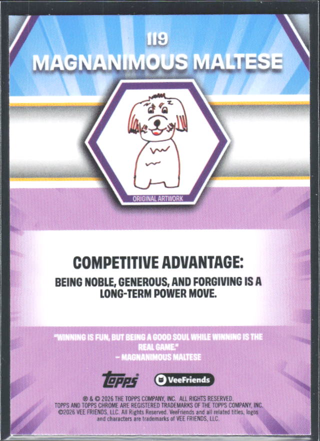 Magnanimous Maltese 2026 Chrome VeeFriends #119 – baksida