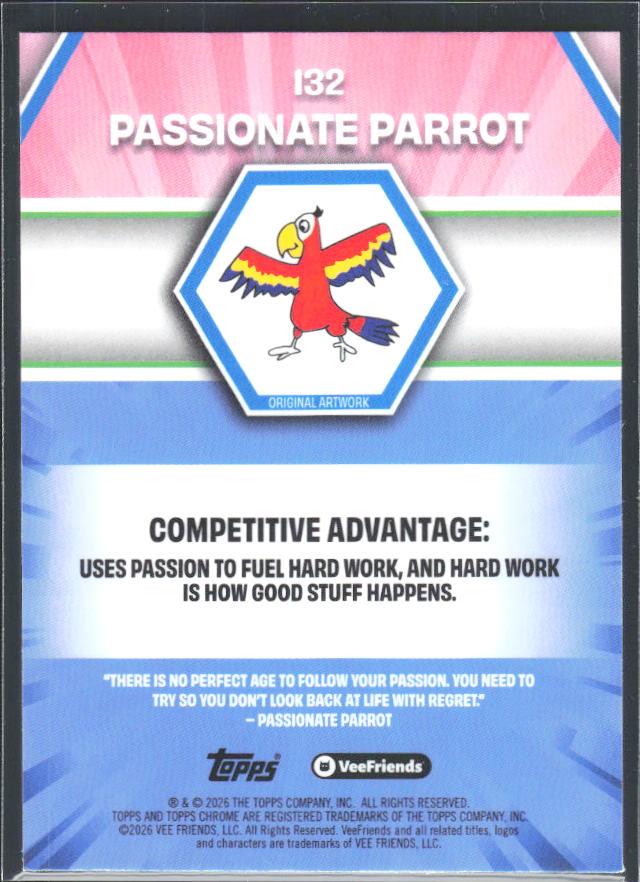 Passionate Parrot 2026 Chrome VeeFriends #132 – baksida