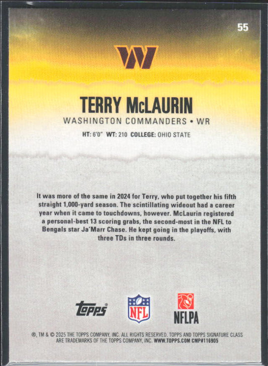 Terry McLaurin 2025 Signature Class #55 – baksida