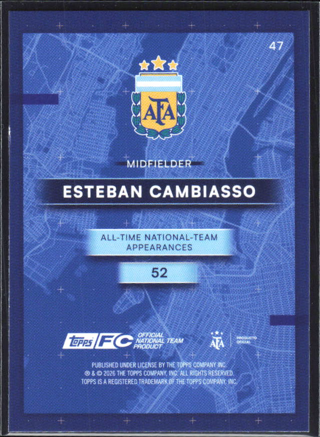 Esteban Cambiasso 2026 Argentina Team Set #47 – baksida