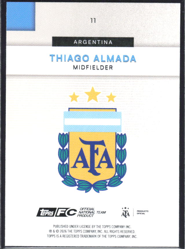 Thiago Almada 2026 Argentina Team Set #11 – baksida