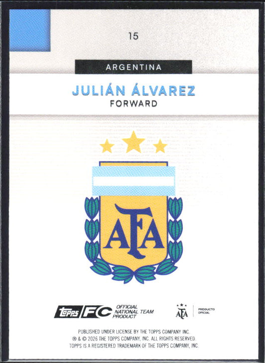 Julián Álvarez 2026 Argentina Team Set #15 – baksida