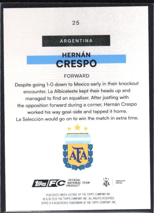 Hernán Crespo 2026 Argentina Team Set Bona Fide Baller #25 – baksida