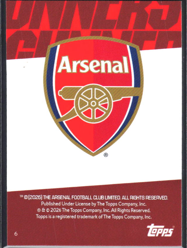 Josh Nichols 2025-26 Chrome Arsenal RC #6 – baksida