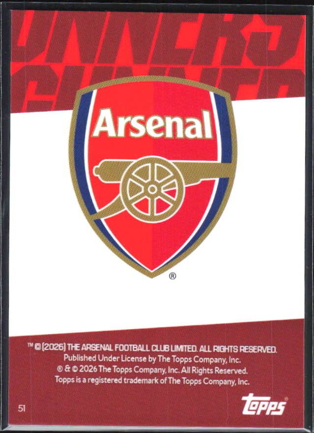 David Raya 2025-26 Chrome Arsenal #51 – baksida