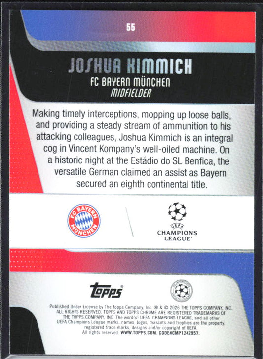Joshua Kimmich 2025-26 Chrome UEFA #55 – baksida