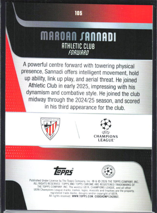 Maroan Sannadi 2025-26 Chrome UEFA #105 – baksida