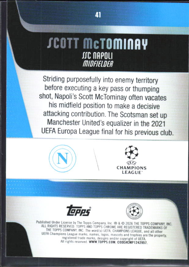 Scott McTominay 2025-26 Chrome UEFA #41 – baksida