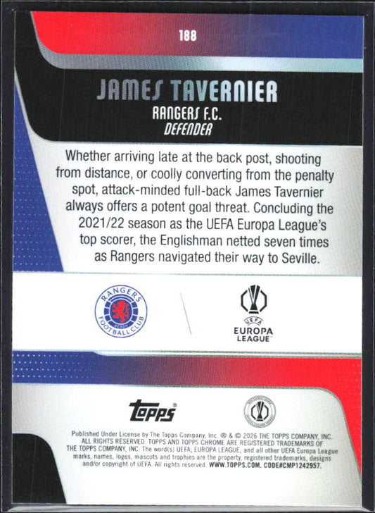 James Tavernier 2025-26 Chrome UEFA #188 – baksida