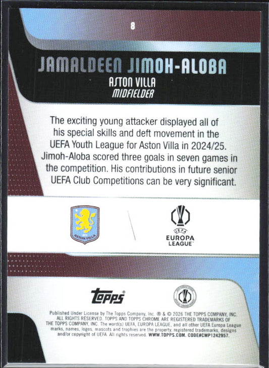 Jamaldeen Jimoh-Aloba 2025-26 Chrome UEFA RC #8 – baksida