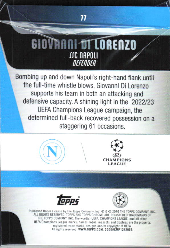 Giovanni Di Lorenzo 2025-26 Chrome UEFA #77 – baksida