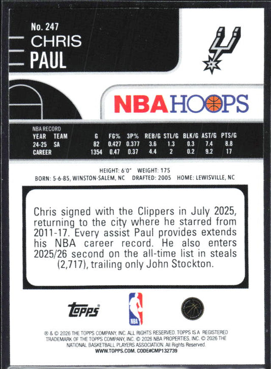 Chris Paul 2025-26 NBA Hoops #247 – baksida
