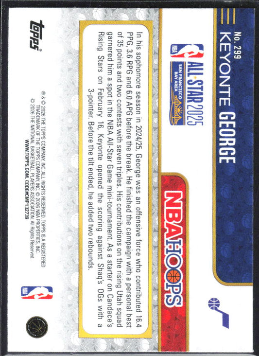 Keyonte George 2025-26 NBA Hoops All-Star 2025 #299 – baksida