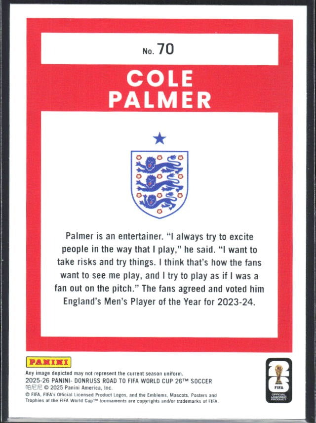 Cole Palmer 2025-26 Donruss Road to FIFA World Cup #70 – baksida