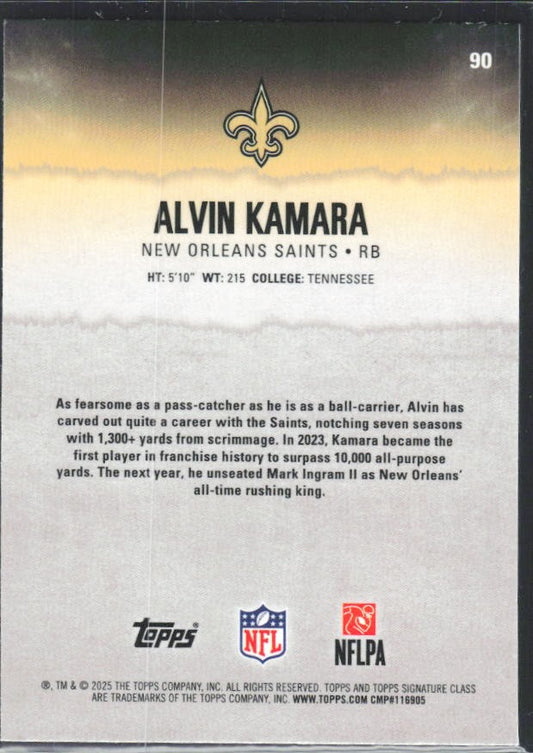 Alvin Kamara 2025 Topps Signature Class Football #90 – baksida