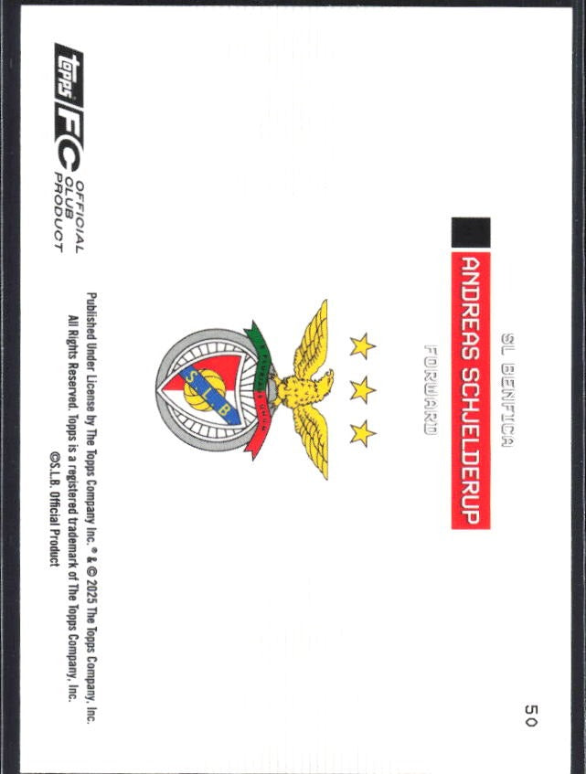 Andreas Schjelderup 2025-26 Topps Benfica Soaring Eagle #50 – baksida