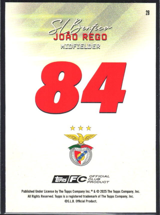 João Rego 2025-26 Topps Benfica Pitch Pursuits #28 – baksida