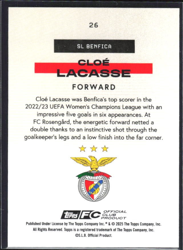 Cloé Lacasse 2025-26 Topps Benfica Bona Fide Baller #26 – baksida