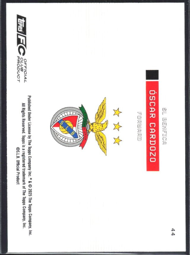 Óscar Cardozo 2025-26 Topps Benfica Soaring Eagle #44 – baksida