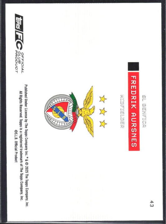Fredrik Aursnes 2025-26 Topps Benfica Soaring Eagle #43 – baksida