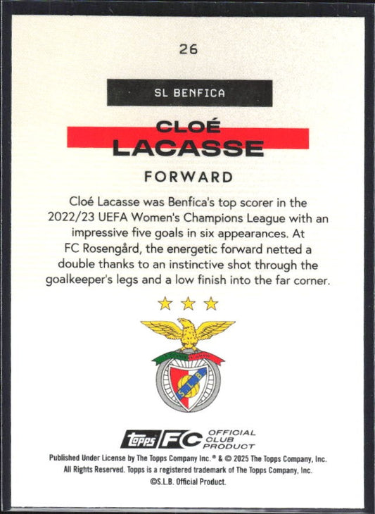 Cloé Lacasse 2025-26 Topps Benfica Bona Fide Baller #26 – baksida