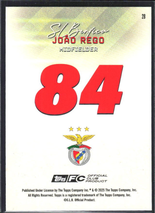 João Rego 2025-26 Topps Benfica Pitch Pursuits #28 – baksida