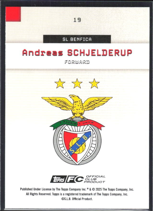 Andreas Schjelderup 2025-26 Topps Benfica #19 – baksida