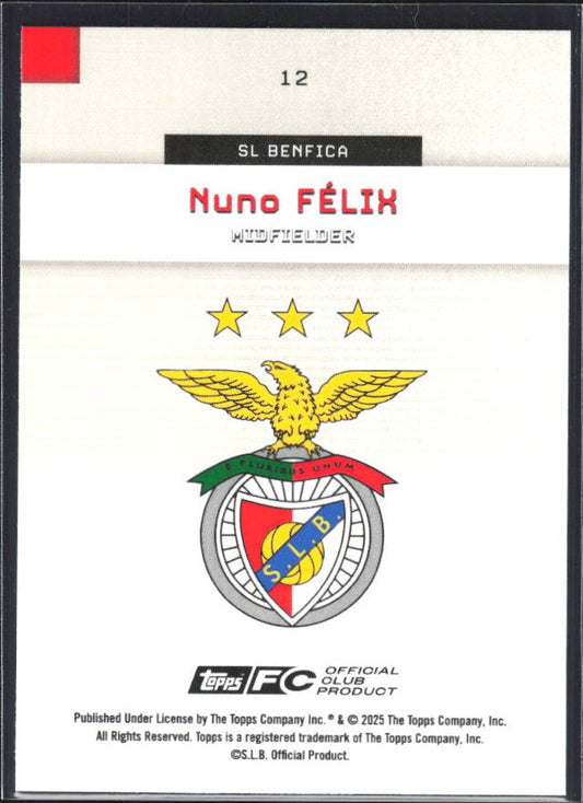 Nuno Félix 2025-26 Topps Benfica #12 – baksida