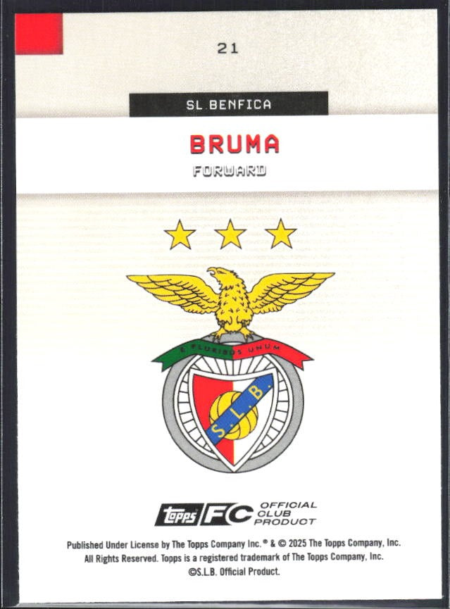 Bruma 2025-26 Topps Benfica #21 – baksida