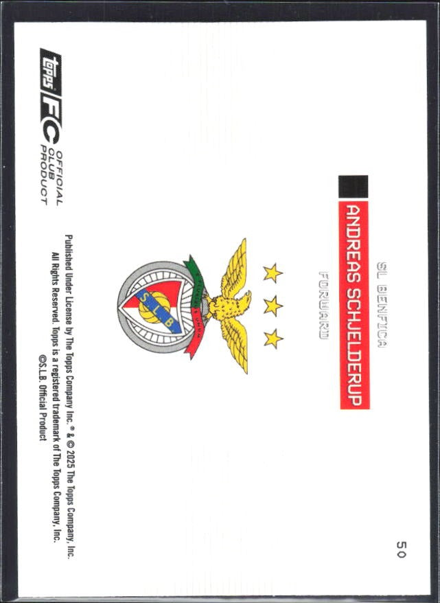 Andreas Schjelderup 2025-26 Topps Benfica Soaring Eagle #50 – baksida