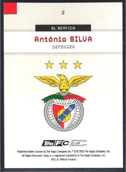 António Silva 2025-26 Topps Benfica #2 – baksida
