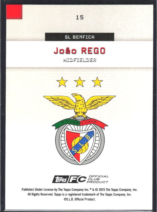 João Rego 2025-26 Topps Benfica #15 – baksida