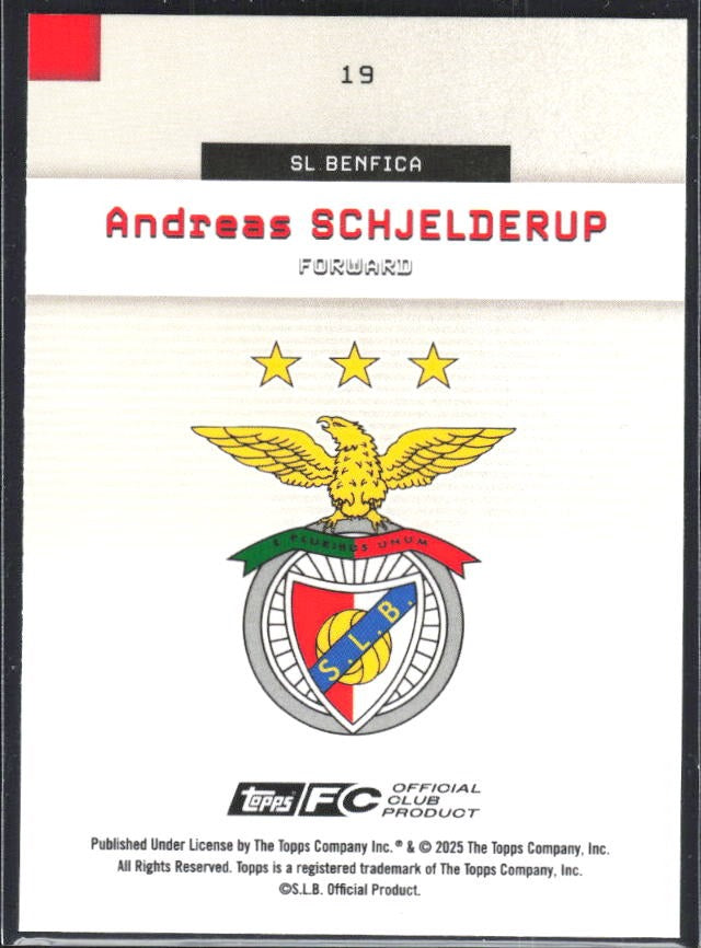 Andreas Schjelderup 2025-26 Topps Benfica #19 – baksida