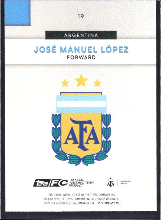 José Manuel López 2026 Topps Argentina #19 – baksida